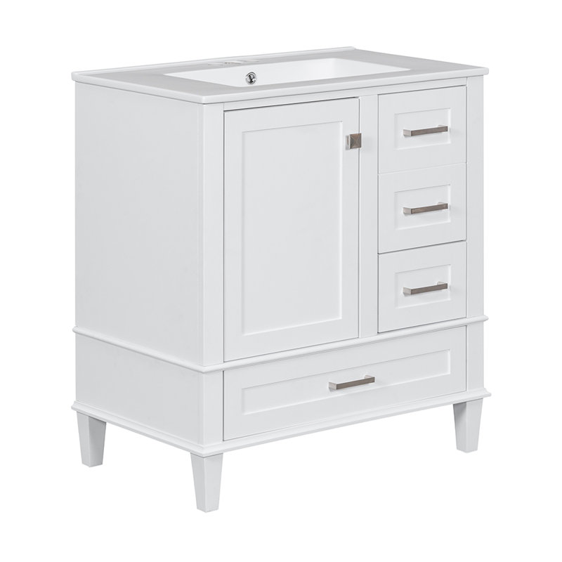 Ensemble de meuble-lavabo simple 30,01 po Gabja, Blanc / argent