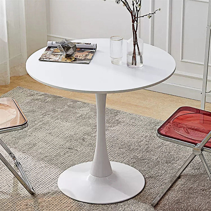 Table de salle à manger Bjarnheiur, Blanc, Marbre blanc, H 29,33 po x l 31,5 po x P 31,5 po