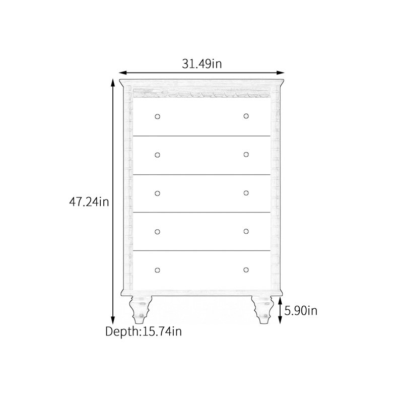 Armoire de rangement 5 tiroirs French, Noir