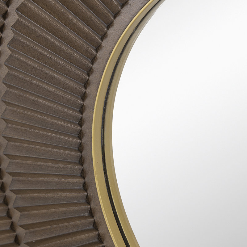 Claire Carter Round Wooden Wall Mirror with Iron Frame