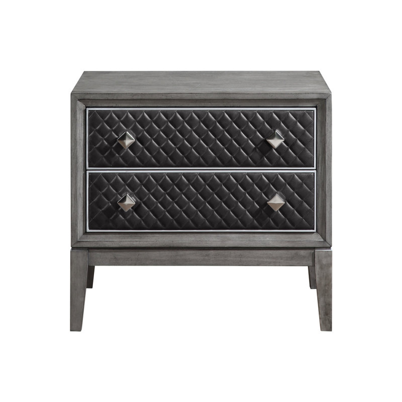 Table de chevet moderne à 2 tiroirs en similicuir de style moderne pour chambre à coucher 1 pièce