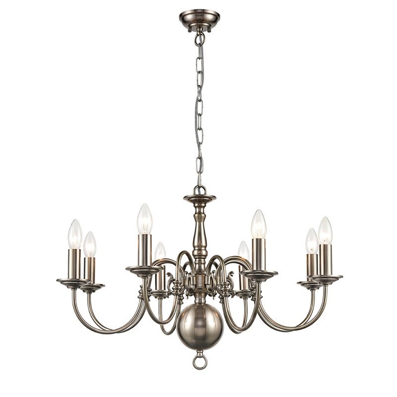 Aristotel 8 - Light Pewter Candle Style Pendant