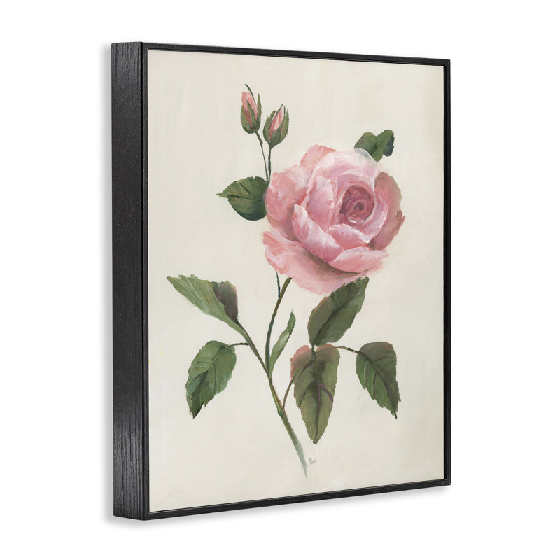 Estampe florale Rosie Rose, H 14 po x l 11 po, Giclée encadrée noir minuit