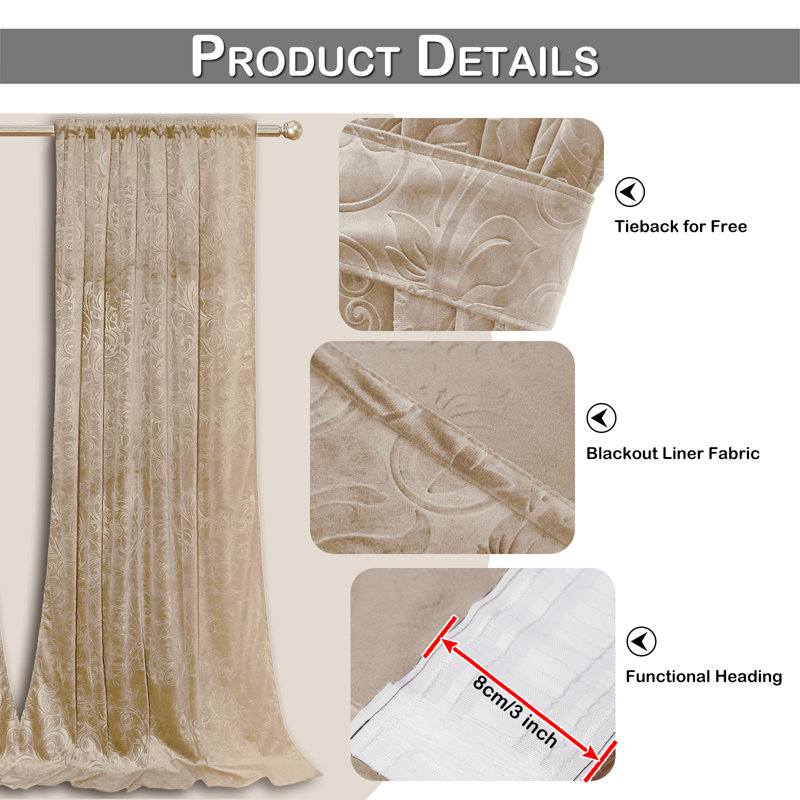 Jekhi Velvet Blackout Pair, 52" W x 84" L, Beige