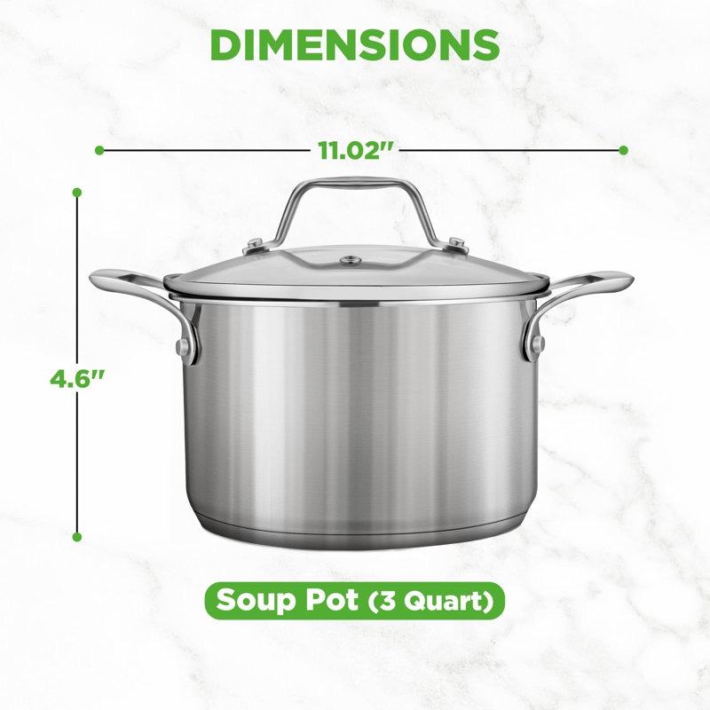 NutriChef 3 Quarts Stainless Steel Stock Pot