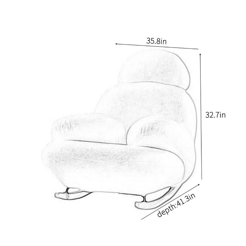 Chaise berçante décontractée, Blanc cassé / rose