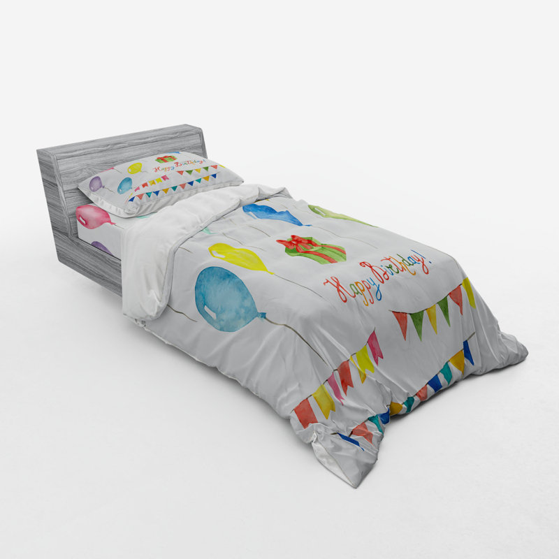 Ensemble de housse de couette moderne et contemporaine en microfibre blanc / vert / jaune