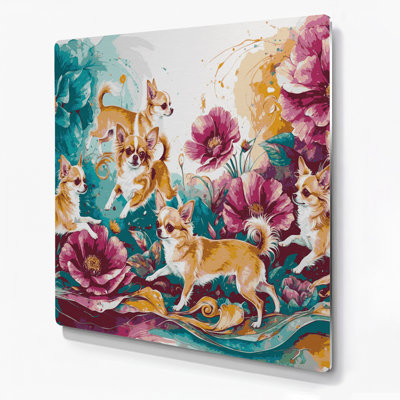Chiens chihuahua, art mural en métal brun