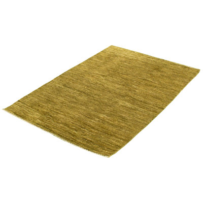 Tapis décoratif en laine noué à la main de conception unique 4 pi 1 po x 6 pi 4 po Auna