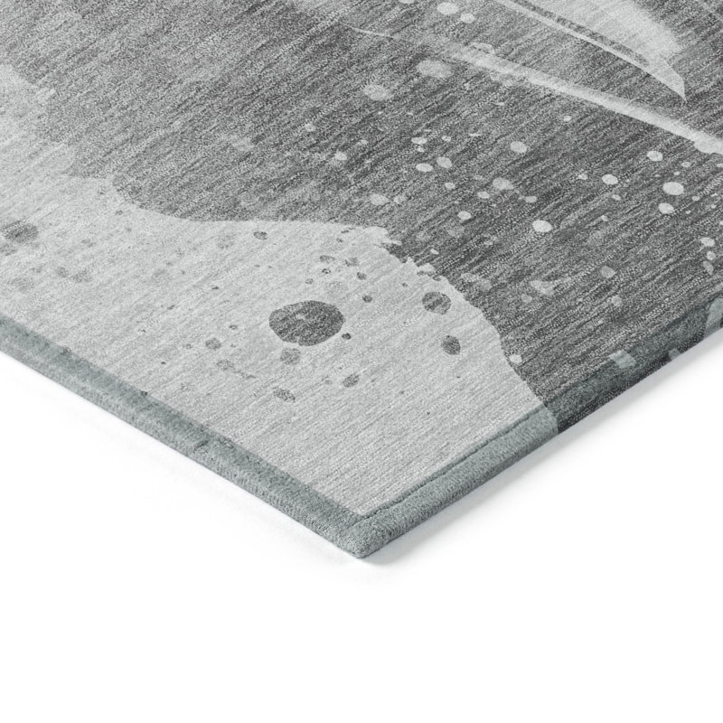 Tapis gris intérieur / extérieur lavable à la machine Claudian ACN1525, Rectangle 1 pi 8 po x 2 pi 6 po