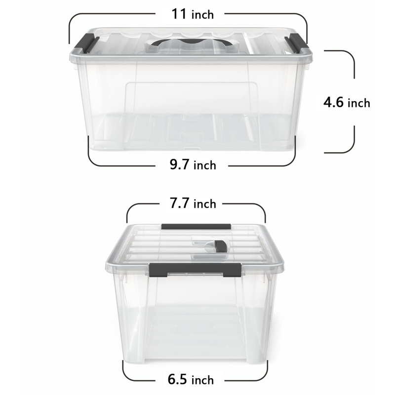 Clear Stackable Plastic Storage Bins with Lids, 5-Litre, 6-Pack