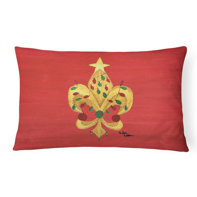 Coussin intérieur/extérieur arbre de noël fleur de lis avec lumières