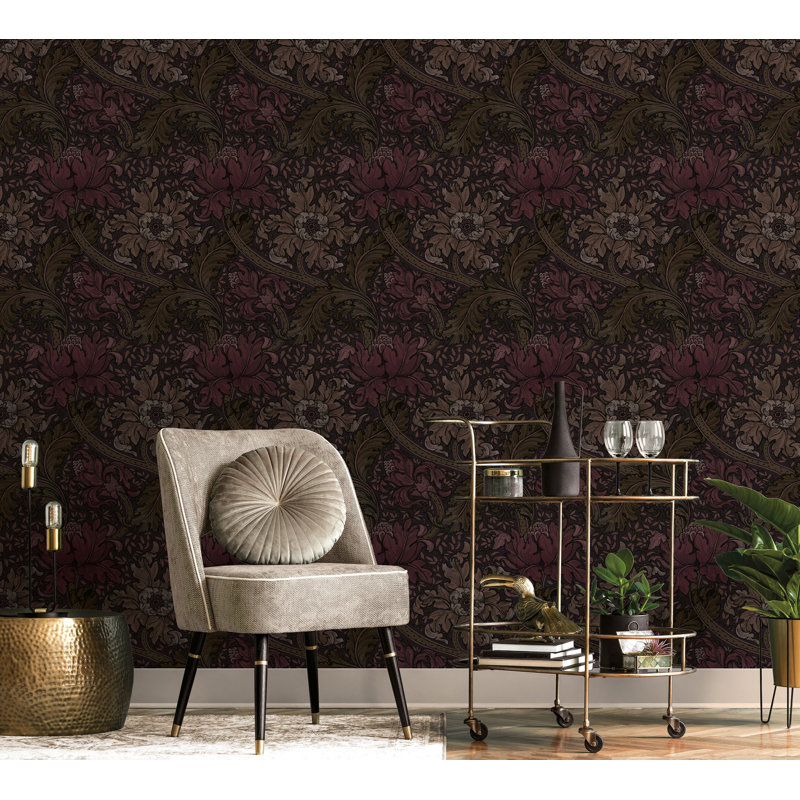Llewelyn-Bowen - Off The Wall Floral Non-Woven Wallpaper Roll, Red