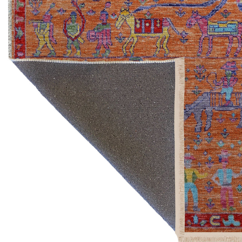 Tapis décoratif orange à motif orange, Tapis de couloir 3 pi 3,37 po x 9 pi 10,11 po