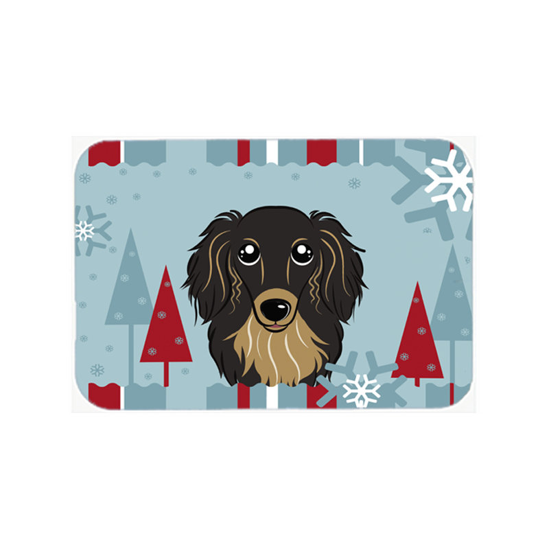 Tatig Longhair Dachshund Glass Cutting Board, Black/Tan