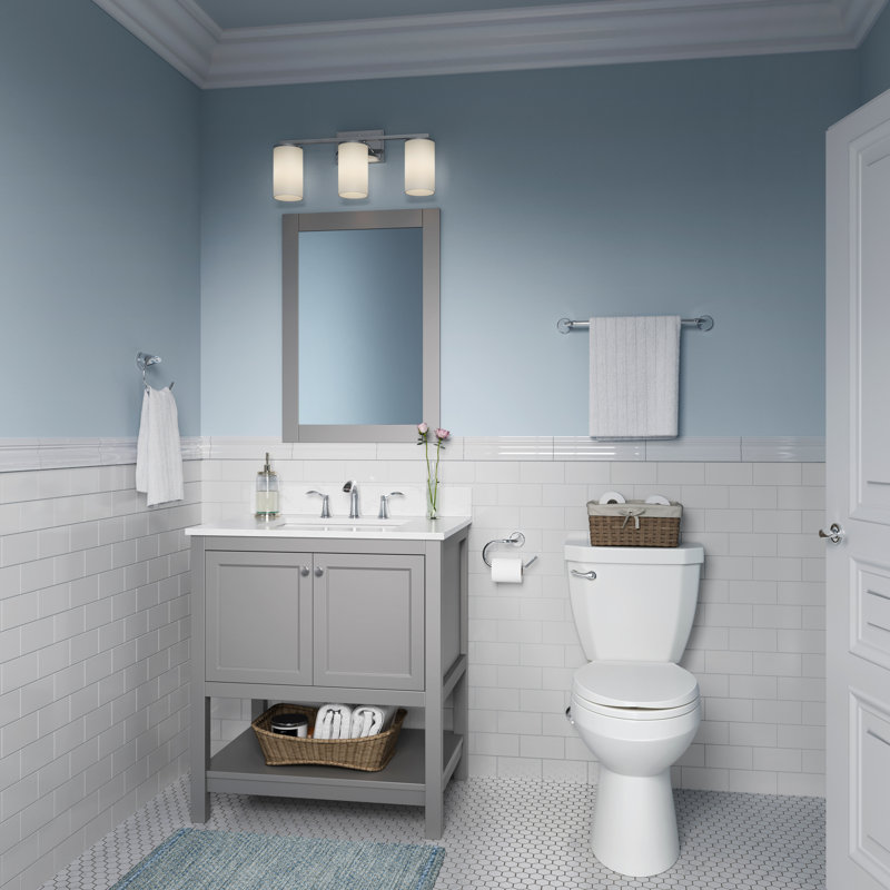 Meuble-lavabo 3 lumières 22 po Verlana - Chrome, 22 po de largeur, Chrome chrome, Trois lumières