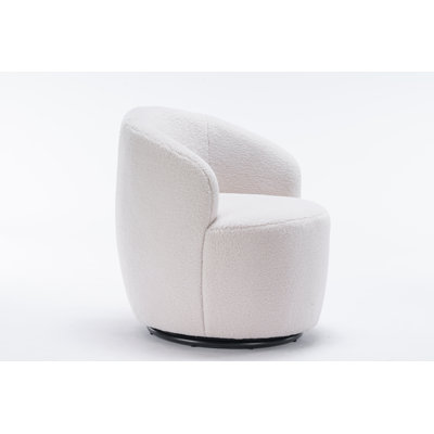 Swivel Accent Armchair Barrel Chair With Powder Coating Metal Ring