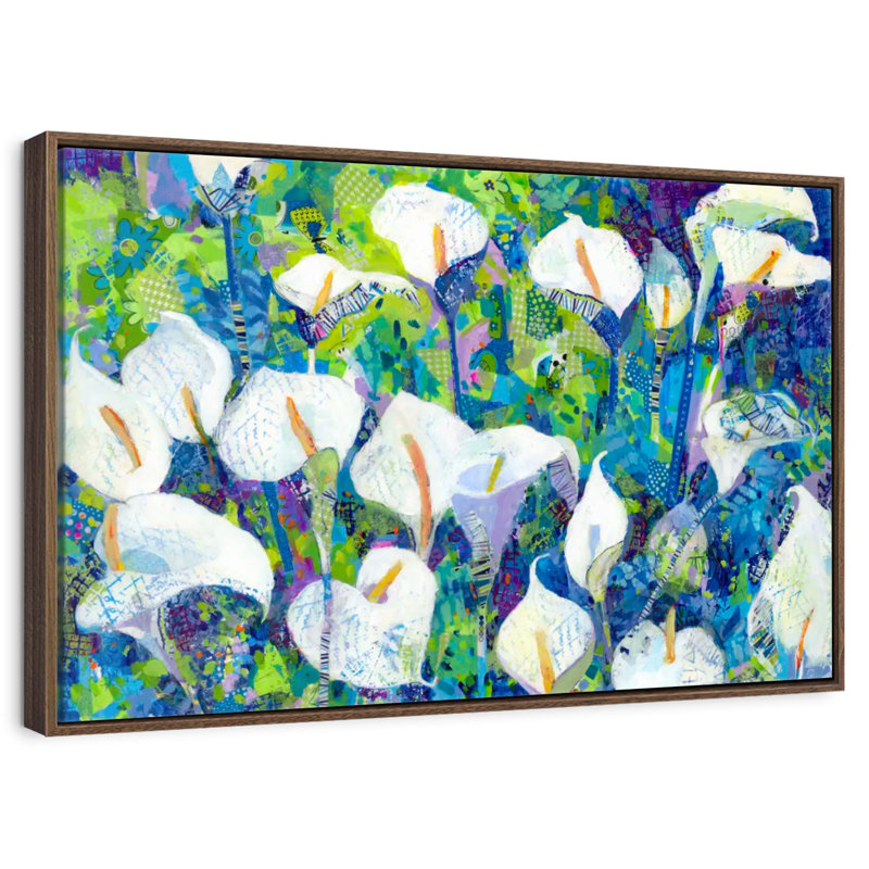 Morning Blues, Cadre flottant en noyer, 43 po x 29 po