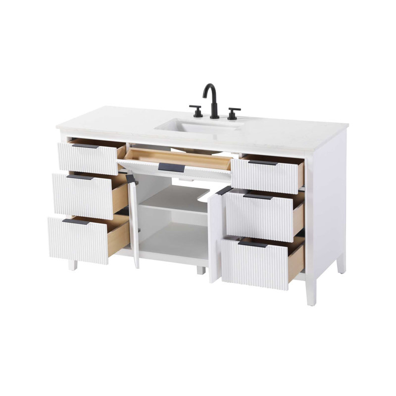 Meuble-lavabo simple 60 po blanc, Blanc, 60"