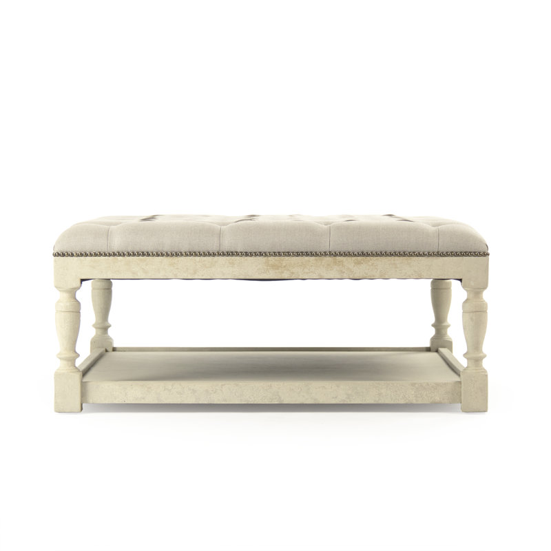 Piatt Square Ottoman, Ivory, White Ash