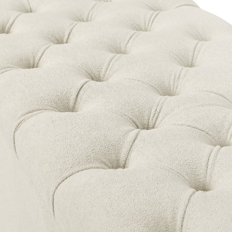 49-Inch Storage Upholstered Ottoman Bench, Ivory