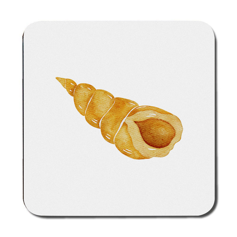 Seashell Designer Artwork Wood Bottom Placemat And Coaster Set Exclusive Collection