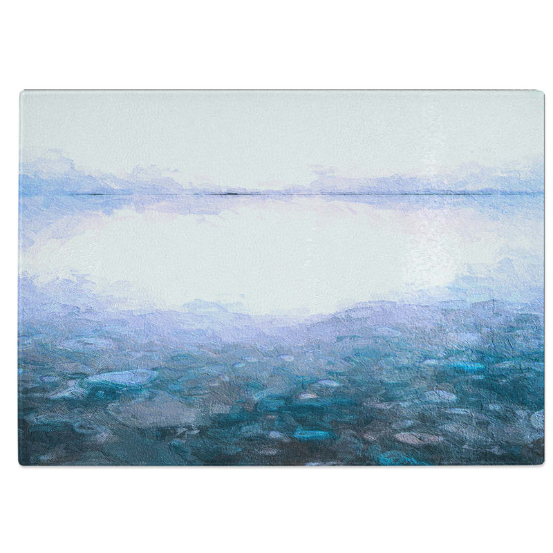 Tempered Glass Pebble Beach Chopping Board, 39 cm W x 28.5 cm L