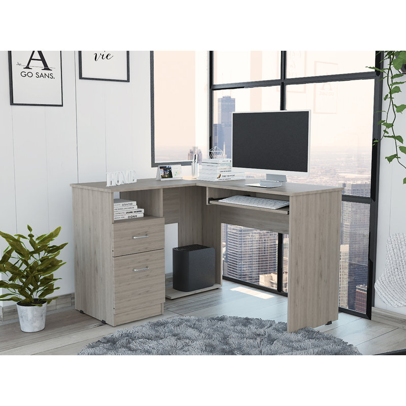 Bureau en L Mix, Gris foncé
