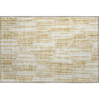 Premium Machine Washable Tweedy Gold Rug