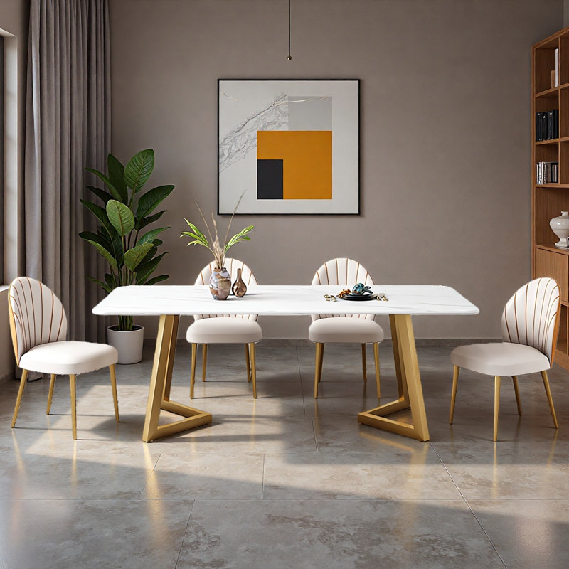 Light Luxury Rock Plate Rectangular Dining Table