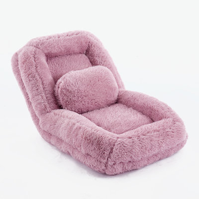 Human Dog Bed,Lazy Sofa,5-Position Adjustable Convertible,Floor Gaming Chair,Bedroom, Living Room,Suitable For Gaming, Meditation,Relaxation,Plush Fabric,Pink
