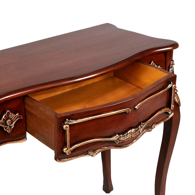 Kishore 36'' Solid Wood Console Table, Red Wood