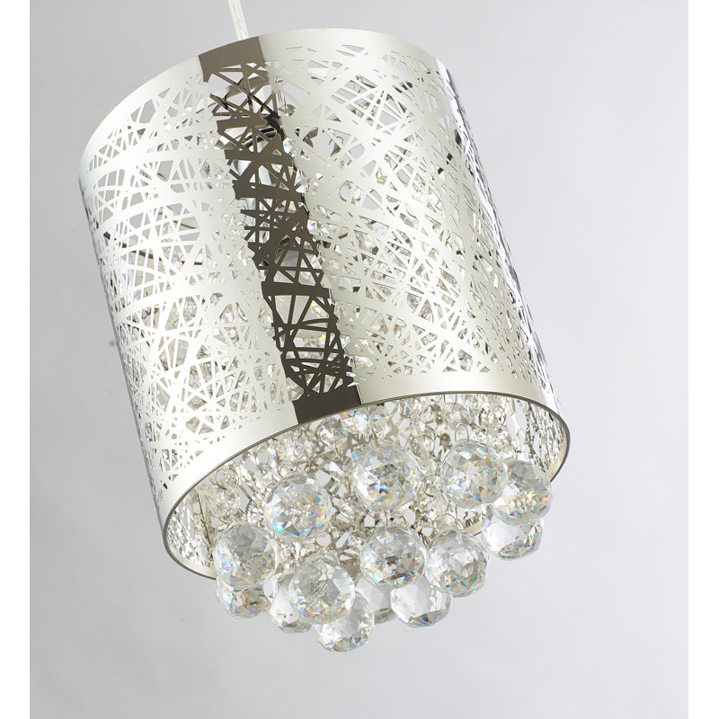 Abat-jour chromé 1 lumière avec luminaire suspendu Rumaysa 