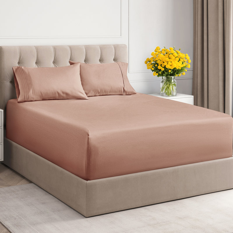 Extra Deep Pocket Sheet Set, Cooling & Breathable Bed Sheets, Soft Hotel Luxury Bedding, Fits 18–24 Inch Mattress, Mauve