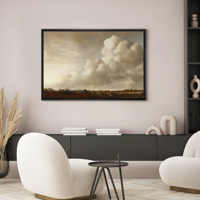«Calming Clouds Sky Modern Rustic Brown Country», impression sur toile encadrée pour chambre à coucher