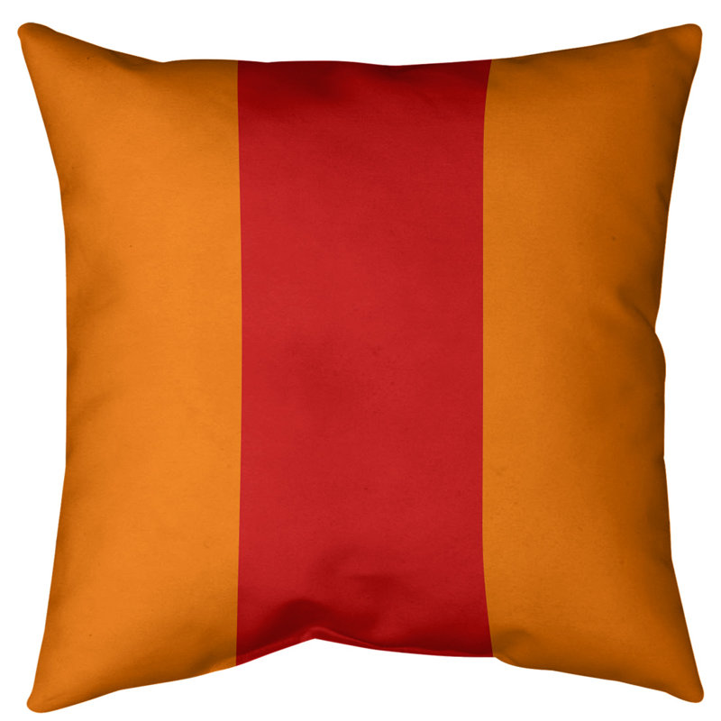 Housse de coussin, 16 po x 1 po, Orange / Rouge, Polyester sergé
