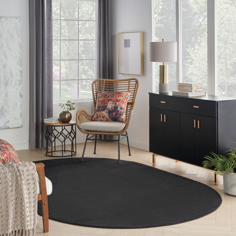 Mullican Sandy Solid Black Easy Care Indoor/Outdoor Area Rug