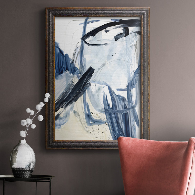 Indigo Swash I, toile encadrée de qualité supérieure - prête à être accrochée, H 20 po x l 16 po x P 2,5 po
