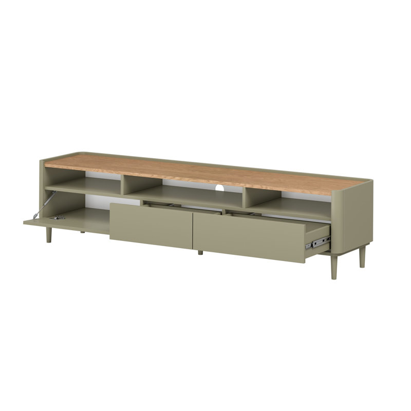 Blackett Unfinished TV Stand for TVs up to 77", Green/Brown