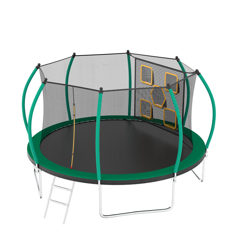 Trampoline 14FT avec enceinte - Trampolines récréatives avec échelle, Vert