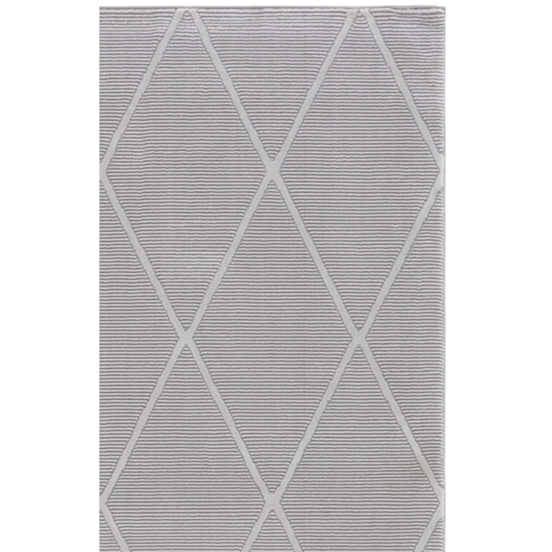Tapis gris en polyester tissé à la main Iarla, Rectangle 2 pi 7 po x 5 pi