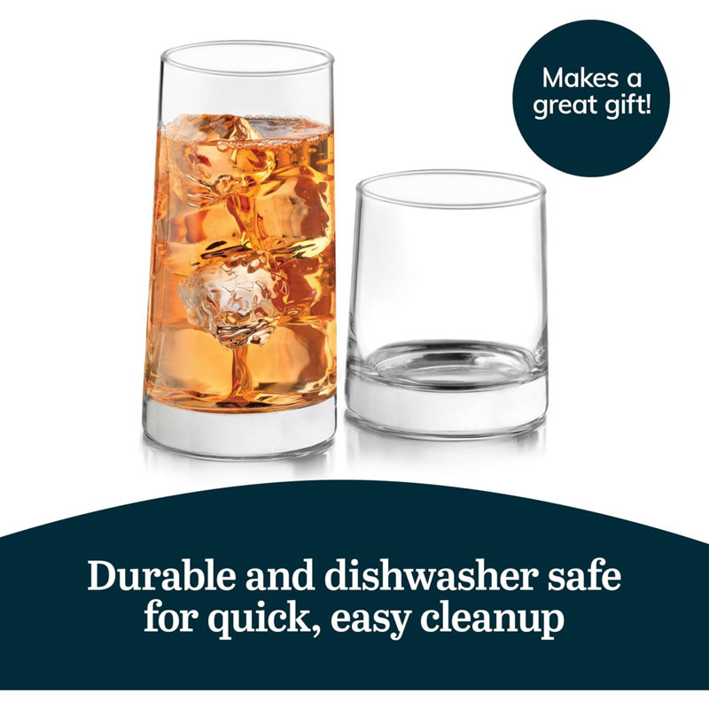 Libbey Cabos 16-Piece Clear Glass Tumbler and Rocks Set
