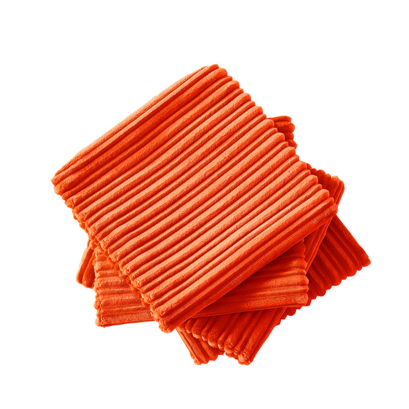 Housse de coussin carré en flanelle nervurée, Orange brûlé