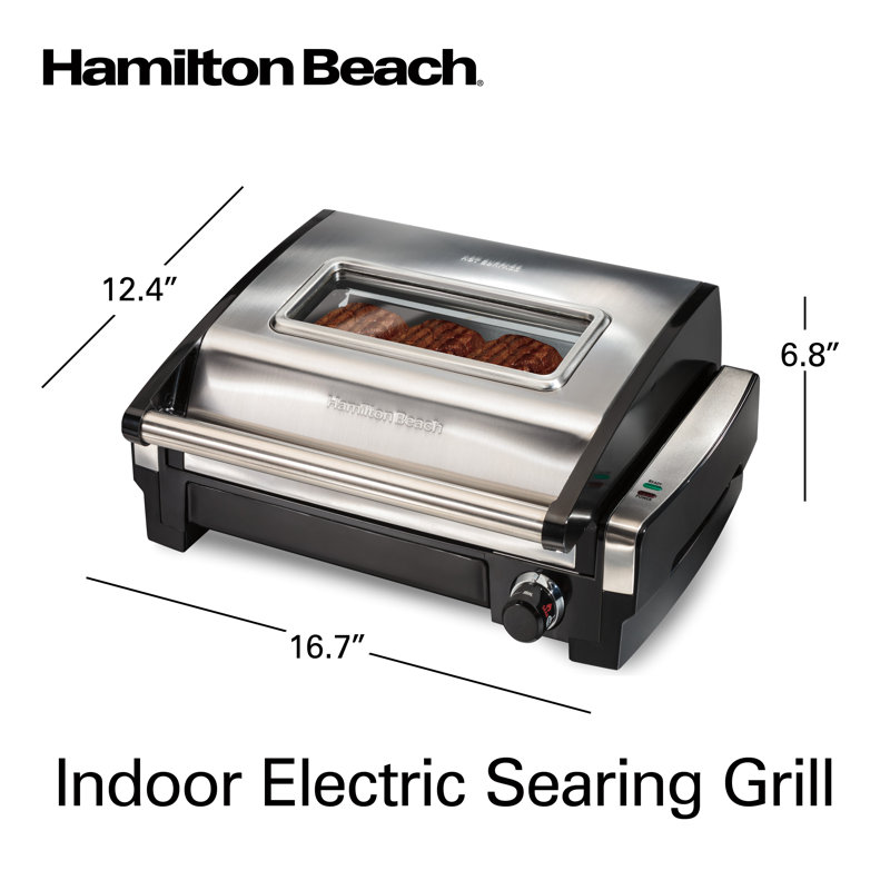 Stainless Steel Electric Indoor Searing Grill with Viewing Window