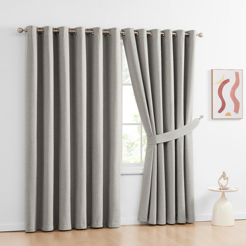 Saarya Room Darkening Curtain Panel Pair, Beige, 66cm Width x 54cm Drop