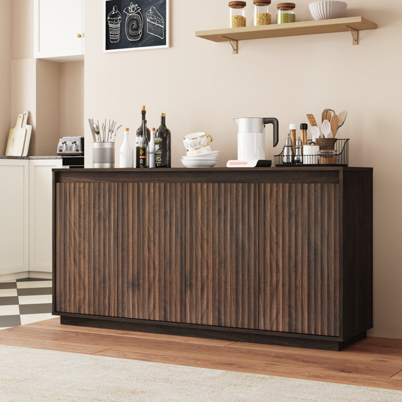 Buffet avec portes en bois Bremen, Noyer