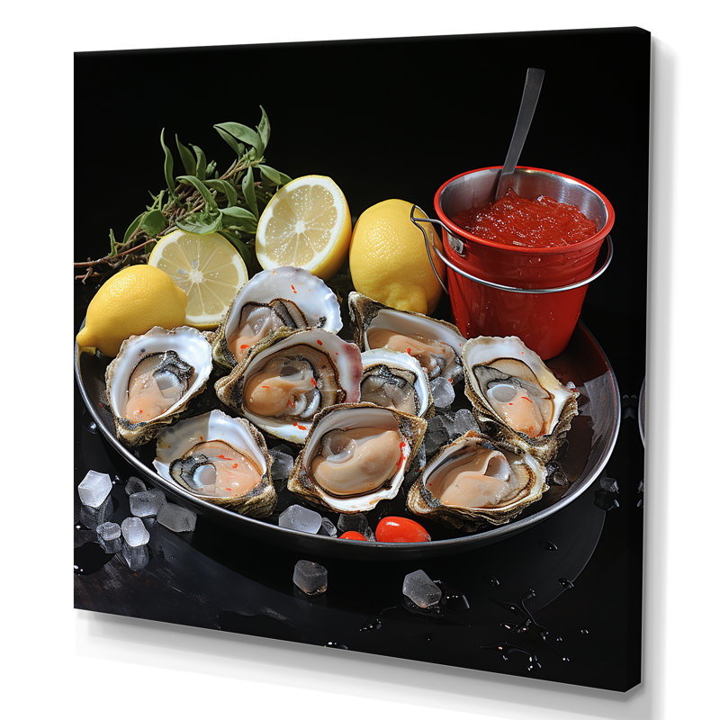 Huître douzaine de délices de fruits de mer - fruits de mer, art mural encadré, H 30 po x l 30 po x P 1,5 po