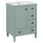 Meuble-lavabo vert clair de 24 po avec lavabo intégré en céramique, avec tablette à double couche, tiroirs à fermeture en douceur et porte d'armoire à fermeture en douceur-1380335094