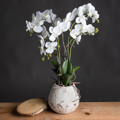 70cm Faux Orchild Plant in Stone Pot