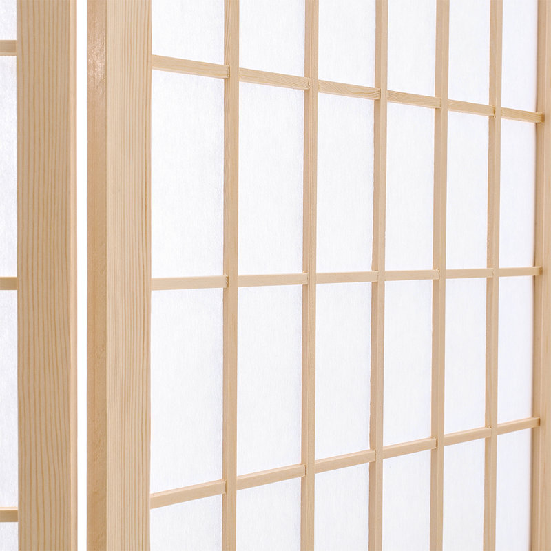 Wallaston 270cm W x 180cm H 6-Panel Solid Wood Folding Room Divider Screen, Natural